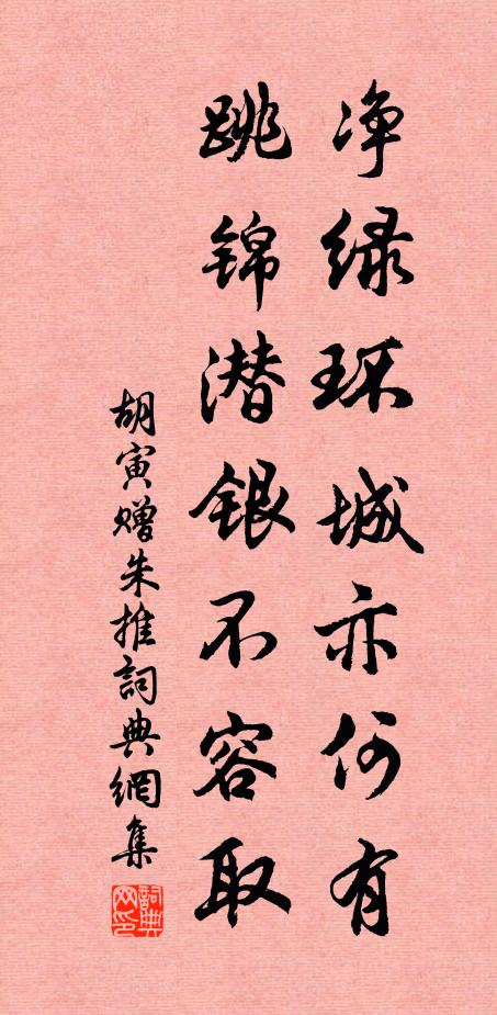 胡寅净绿环城亦何有，跳锦潜银不容取书法作品欣赏