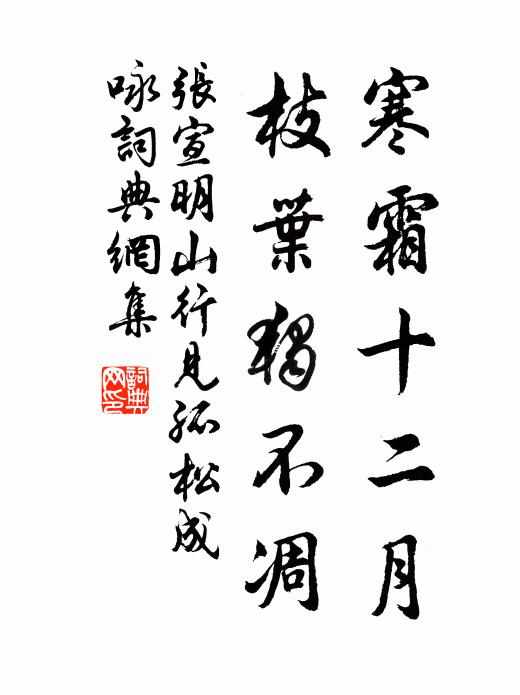张宣明寒霜十二月，枝叶独不凋书法作品欣赏