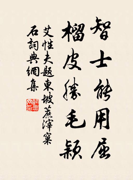 艾性夫智士能用屈，榴皮胜毛颖书法作品欣赏