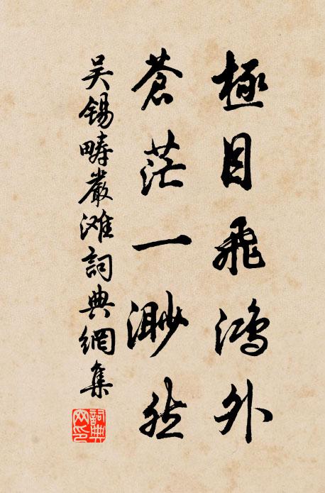 吴锡畴极目飞鸿外，苍茫一渺然书法作品欣赏