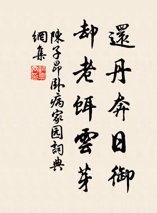 陈子昂还丹奔日御，却老饵云芽书法作品欣赏