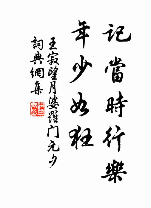王寂记当时行乐，年少如狂书法作品欣赏