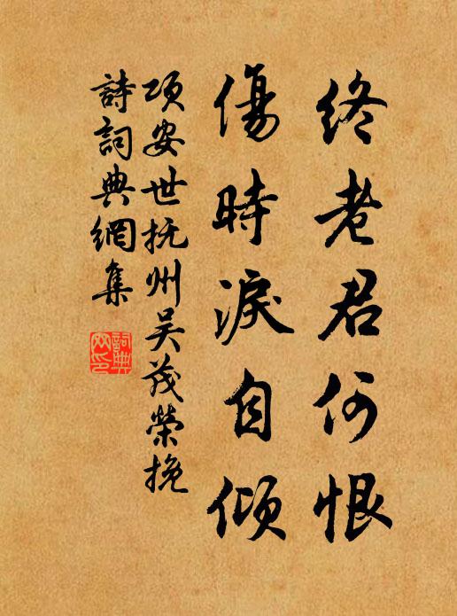项安世终老君何恨，伤时泪自倾书法作品欣赏