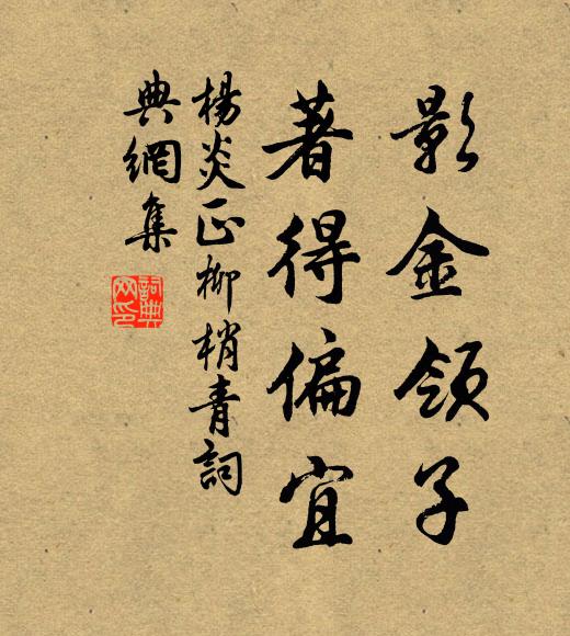 杨炎正影金领子，著得偏宜书法作品欣赏