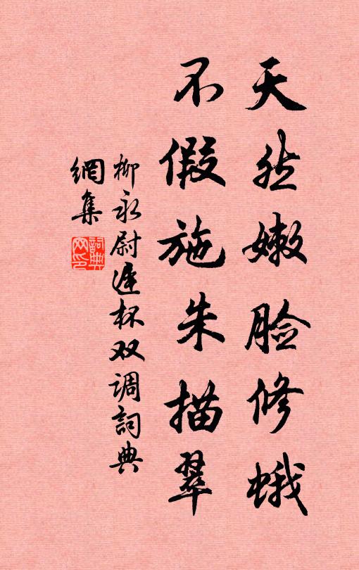 柳永天然嫩脸修蛾，不假施朱描翠书法作品欣赏