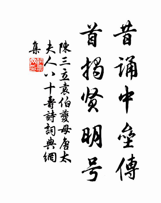 陈三立昔诵中垒传，首揭贤明号书法作品欣赏