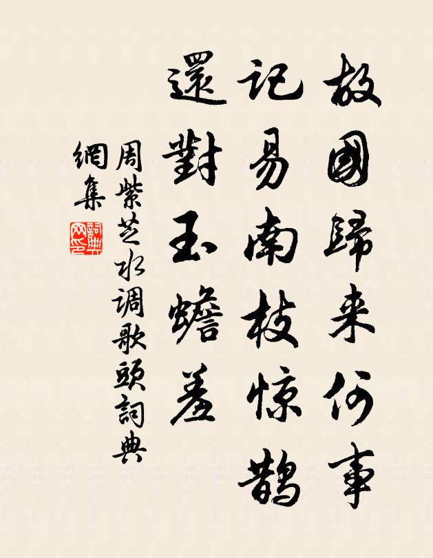 周紫芝故国归来何事，记易南枝惊鹊，还对玉蟾羞书法作品欣赏
