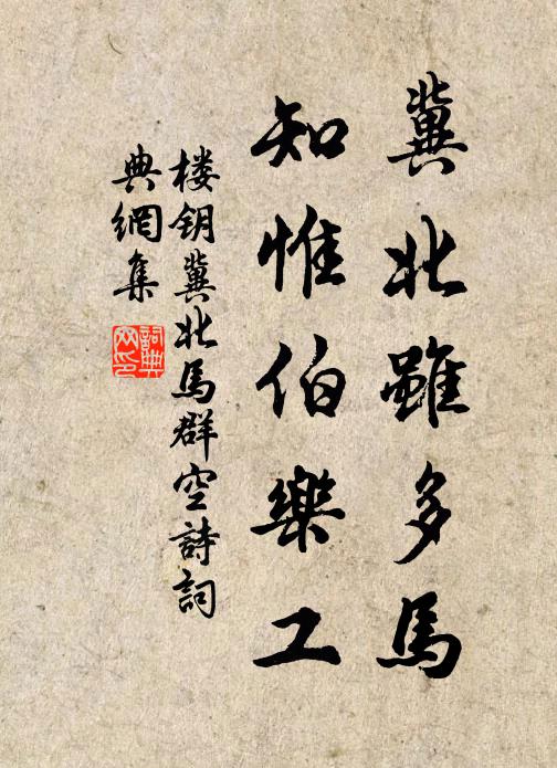 楼钥冀北虽多马，知惟伯乐工书法作品欣赏