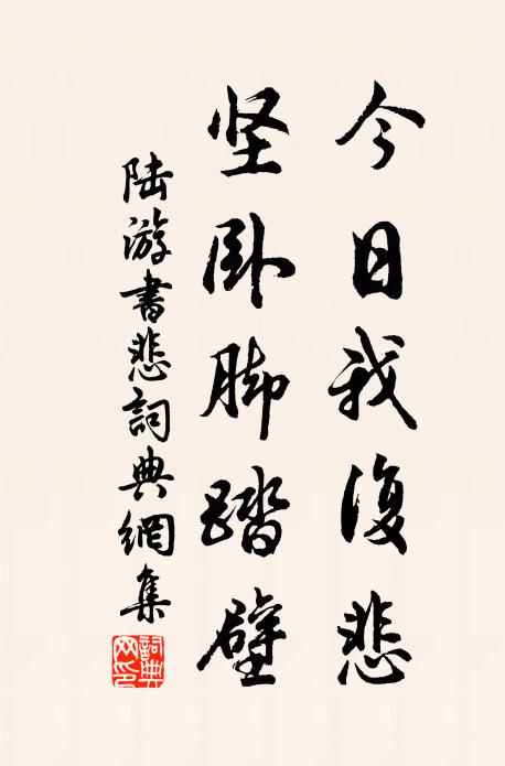 陆游今日我复悲，坚卧脚踏壁书法作品欣赏