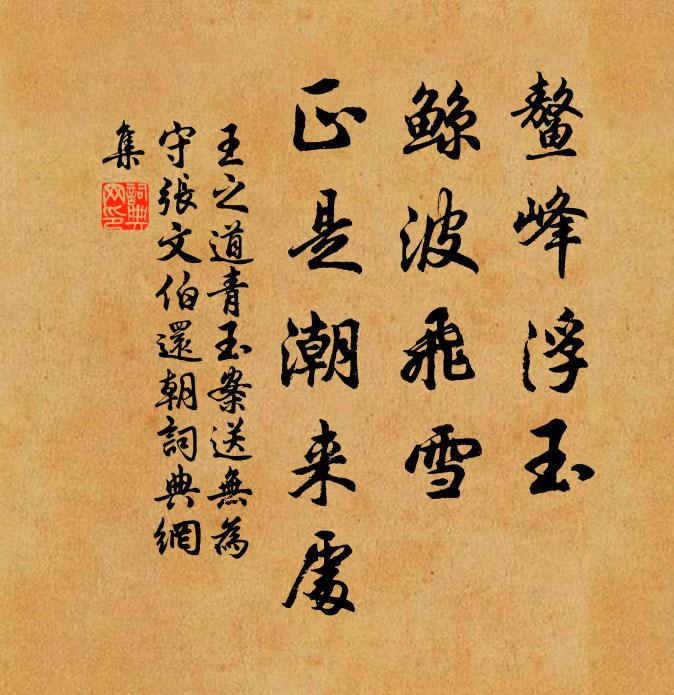 王之道鳌峰浮玉，鲸波飞雪，正是潮来处书法作品欣赏