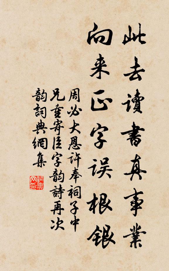 周必大此去读书真事业，向来正字误根银书法作品欣赏