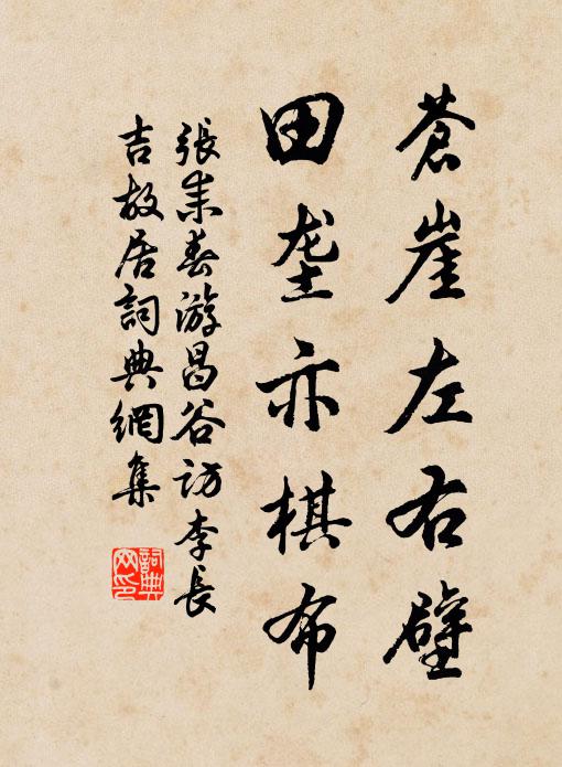 张耒苍崖左右壁，田垄亦棋布书法作品欣赏