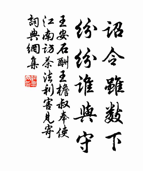 王安石诏令虽数下,纷纷谁与守书法作品欣赏