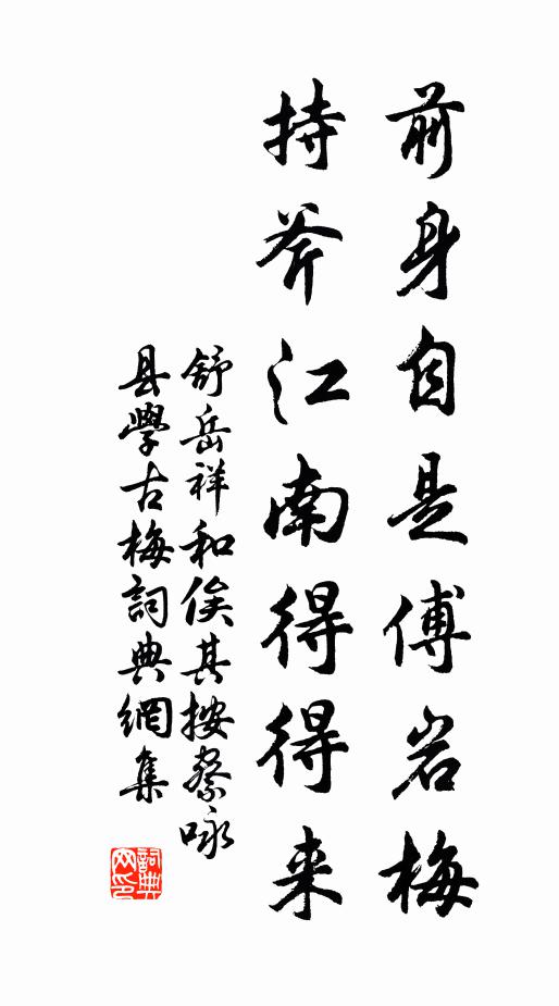 舒岳祥前身自是傅岩梅，持斧江南得得来书法作品欣赏