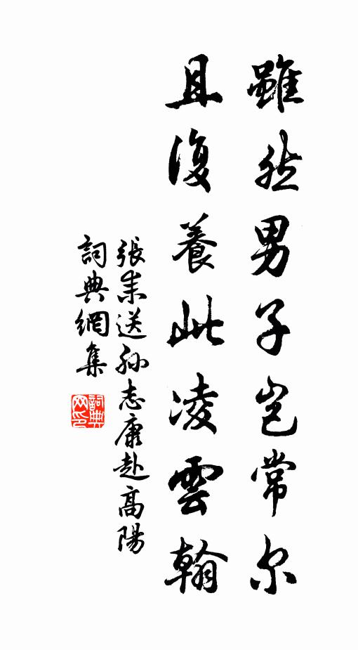 张耒虽然男子岂常尔，且复养此凌云翰书法作品欣赏