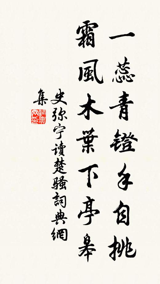 史弥宁一蕊青镫手自挑，霜风木叶下亭皋书法作品欣赏