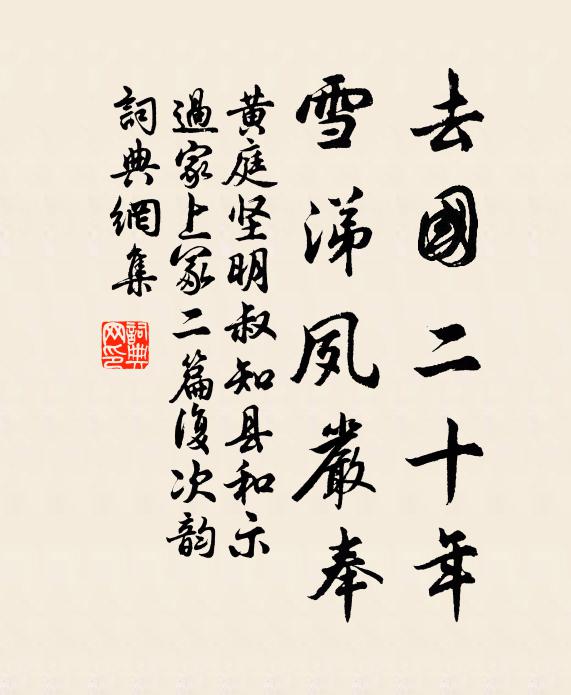 黄庭坚去国二十年，雪涕夙严奉书法作品欣赏