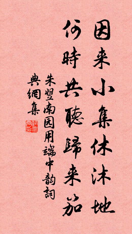 朱翌因来小集休沐地，何时共听归来笳书法作品欣赏