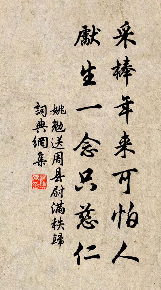 姚勉采棒年来可怕人，先生一念只慈仁书法作品欣赏