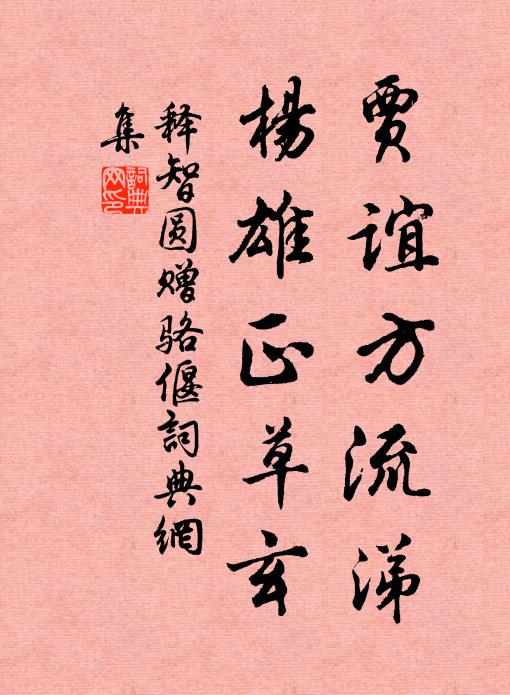 释智圆贾谊方流涕，杨雄正草玄书法作品欣赏