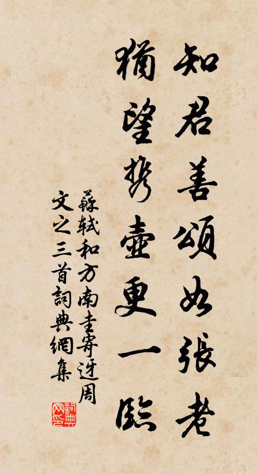 苏轼知君善颂如张老，犹望携壶更一临书法作品欣赏