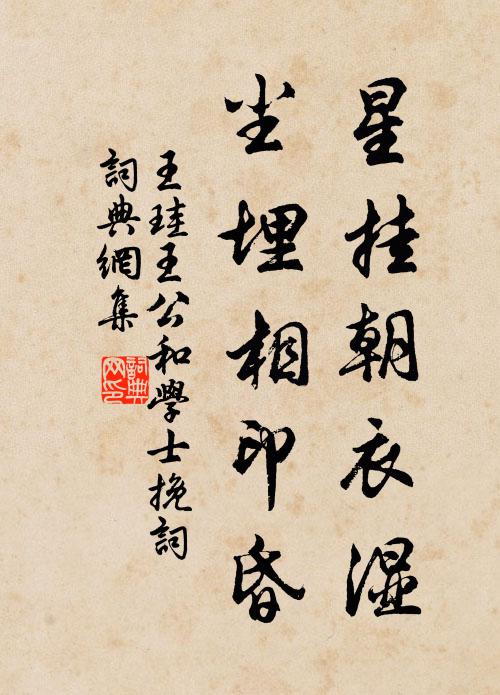 王珪星挂朝衣湿，尘埋相印昏书法作品欣赏