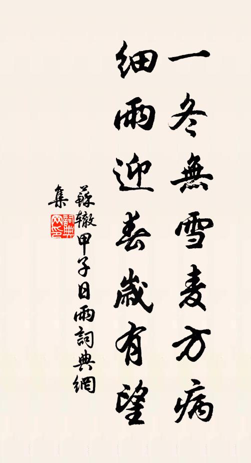 苏辙一冬无雪麦方病，细雨迎春岁有望书法作品欣赏