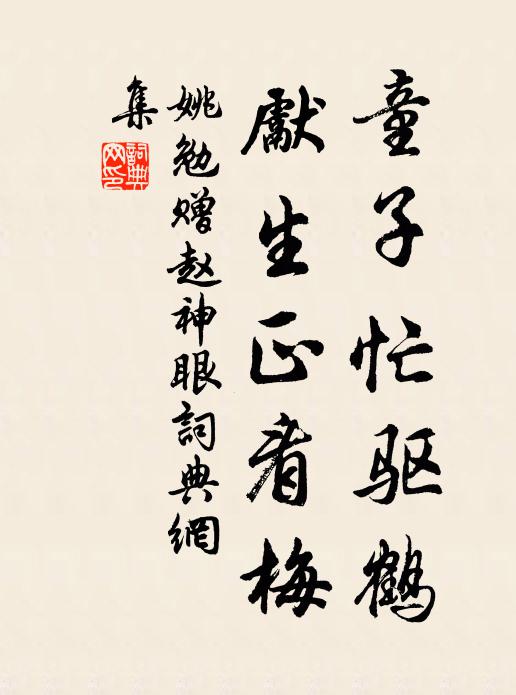 姚勉童子忙驱鹤，先生正看梅书法作品欣赏