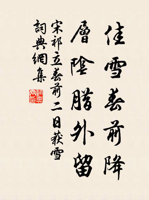 宋祁佳雪春前降，层阴腊外留书法作品欣赏