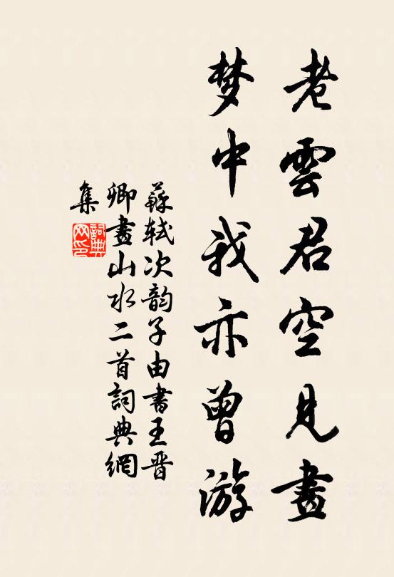 苏轼老云君空见画，梦中我亦曾游书法作品欣赏