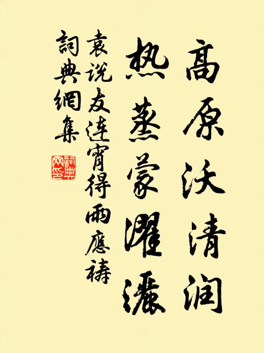 袁说友高原沃清润，热蒸蒙濯洒书法作品欣赏