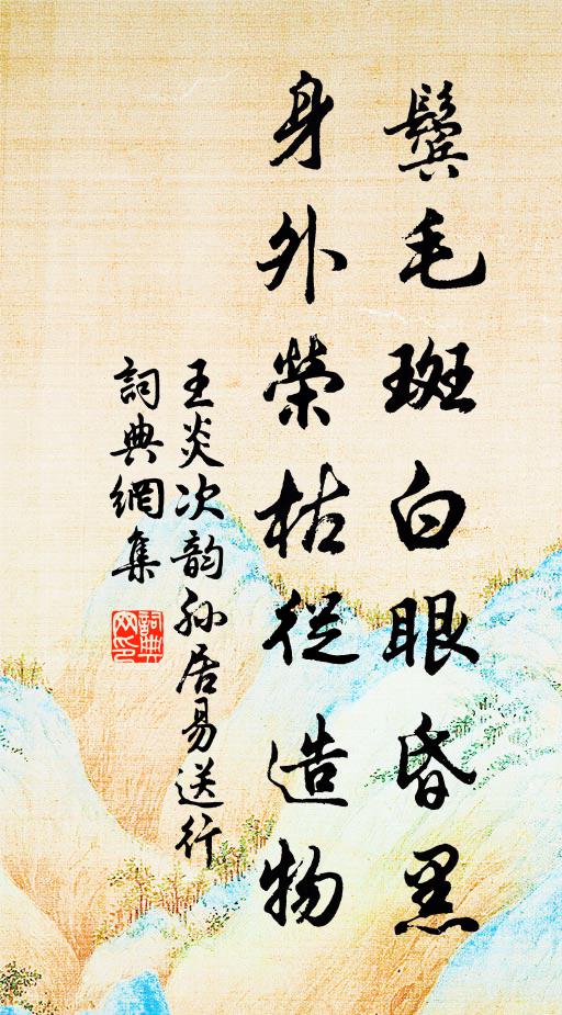 王炎鬓毛斑白眼昏黑，身外荣枯从造物书法作品欣赏
