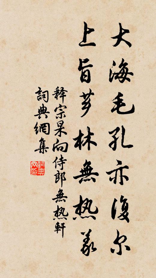 释宗杲大海毛孔亦复尔，上旨芗林无热义书法作品欣赏