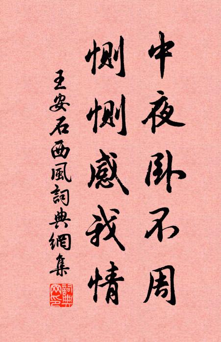 王安石中夜卧不周，恻恻感我情书法作品欣赏