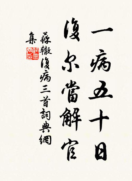 苏辙一病五十日，复尔当解官书法作品欣赏
