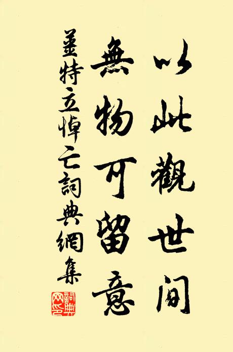 姜特立以此观世间，无物可留意书法作品欣赏