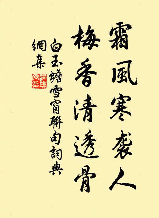 白玉蟾霜风寒袭人，梅香清透骨书法作品欣赏