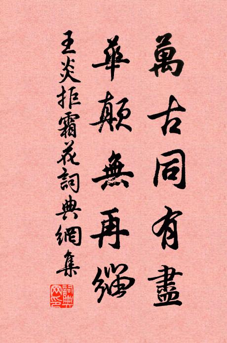 王炎万古同有尽，华颠无再缁书法作品欣赏
