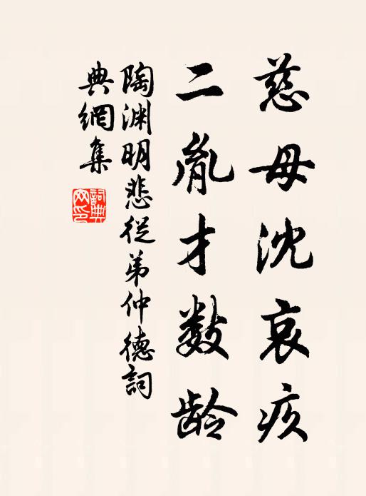 陶渊明慈母沈哀疚，二胤才数龄书法作品欣赏