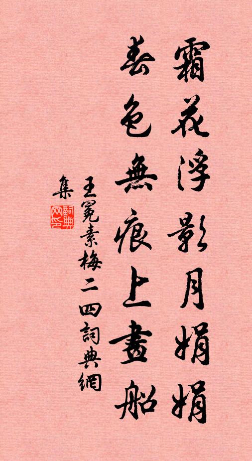 王冕霜花浮影月娟娟，春色无痕上画船书法作品欣赏
