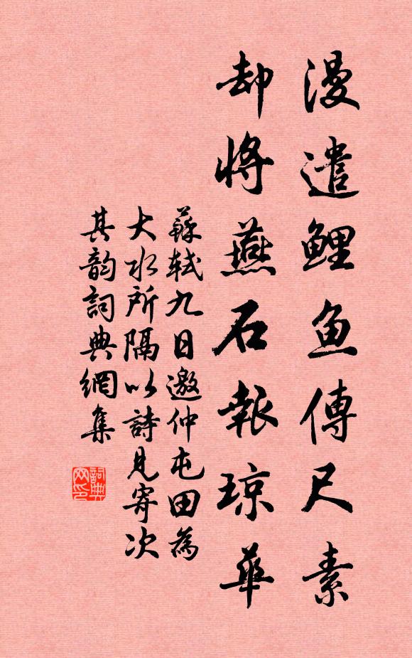 苏轼漫遣鲤鱼传尺素，却将燕石报琼华书法作品欣赏