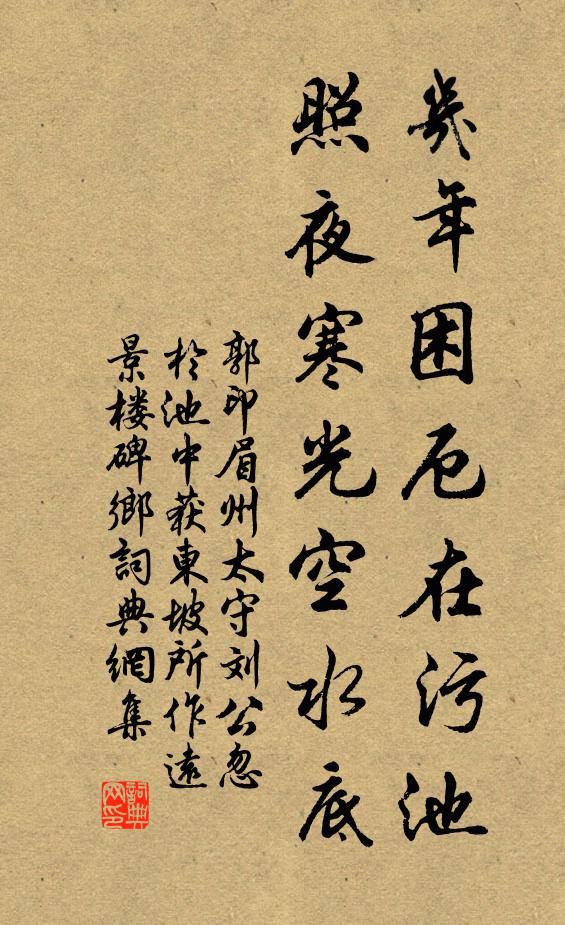 郭印几年困厄在污池，照夜寒光空水底书法作品欣赏