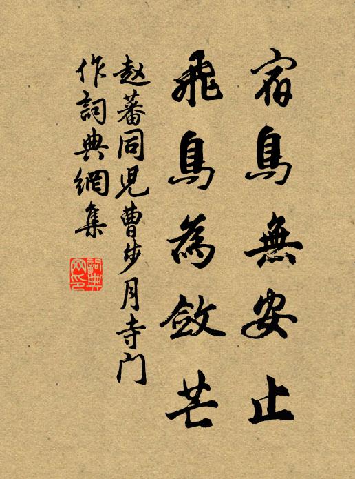 赵蕃宿鸟无安止，飞鸟为敛芒书法作品欣赏
