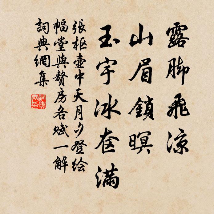 张枢露脚飞凉，山眉锁暝，玉宇冰奁满书法作品欣赏