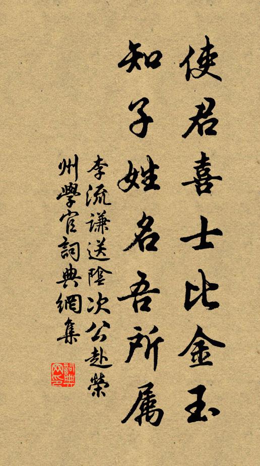 李流谦使君喜士比金玉，知子姓名吾所属书法作品欣赏