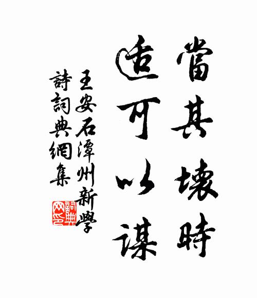 王安石当其坏时，适可以谋书法作品欣赏