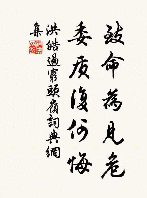 洪皓致命为见危，委质复何悔书法作品欣赏