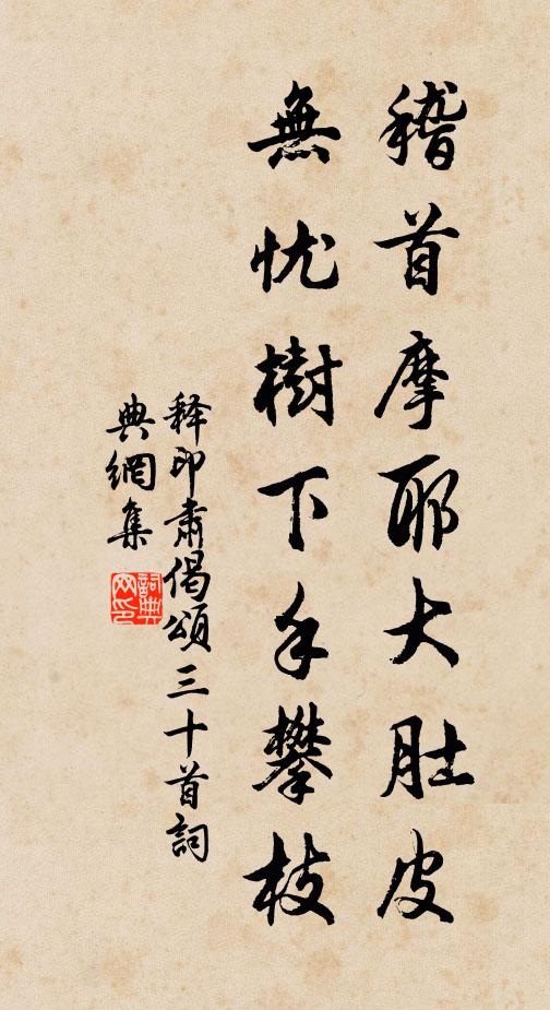 释印肃稽首摩耶大肚皮，无忧树下手攀枝书法作品欣赏