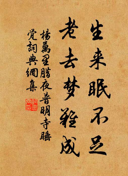 杨万里生来眠不足，老去梦难成书法作品欣赏