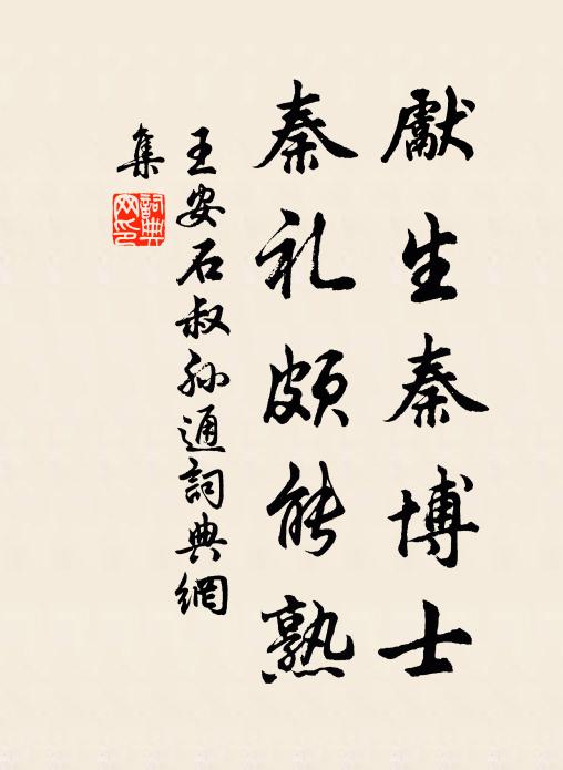 王安石先生秦博士，秦礼颇能熟书法作品欣赏